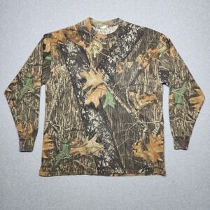 VINTAGE Jerzees Outdoors Camo Shirt XL Long Sleeve Mossy Oak Breakup Pocket